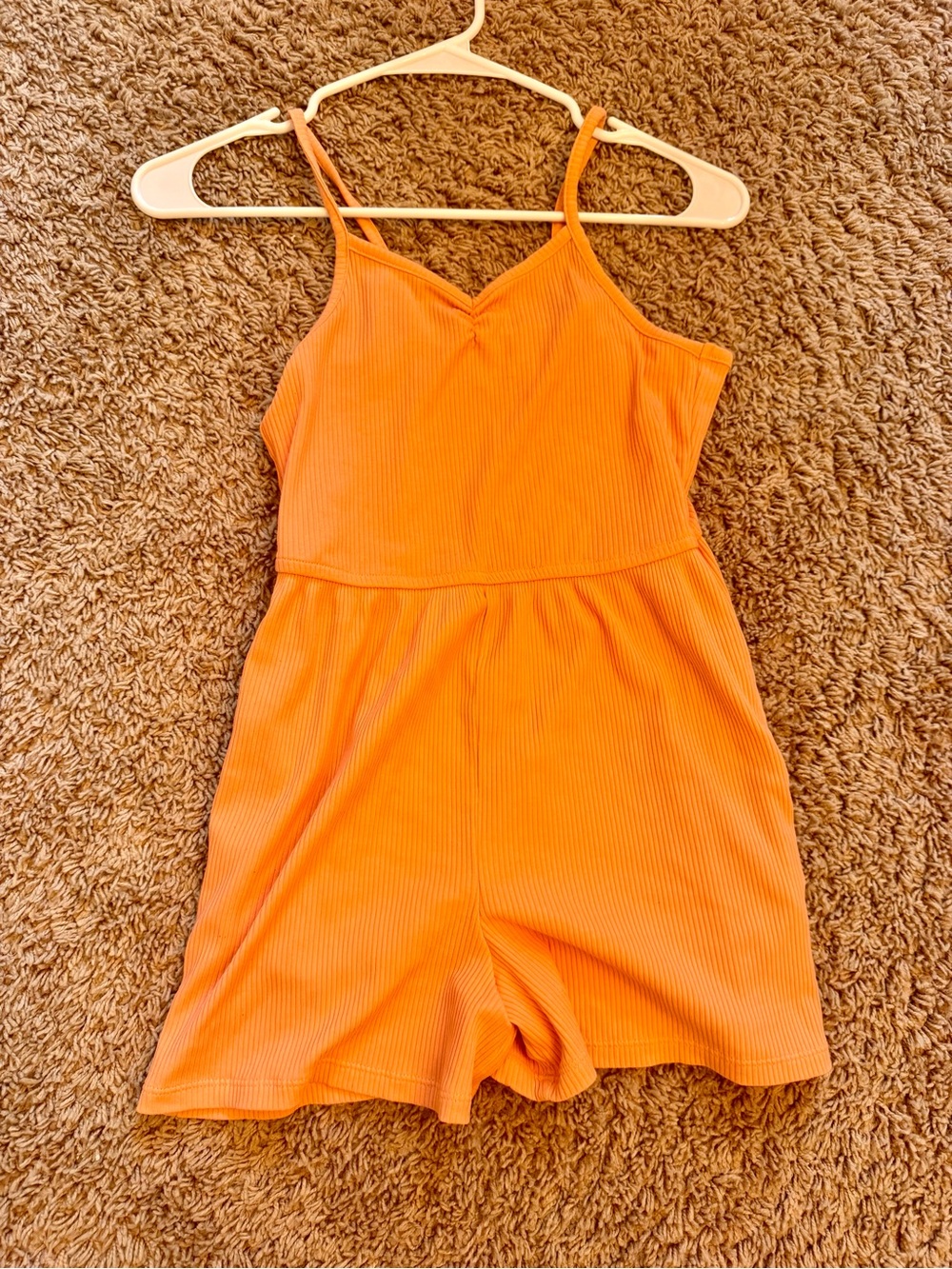 Old Navy Orange Ribbed Girls' Romper with Spaghetti Straps